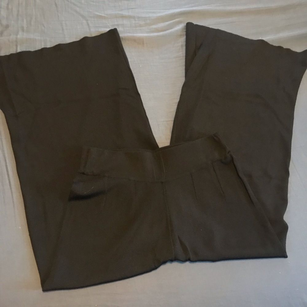 Black Zara Knit High Waisted Pants Cropped Culotte - Large
